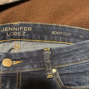 Jennifer Lopez Navy Denim Boot Cut Jeans with Yellow Stitching